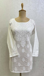 Load image into Gallery viewer, Women&#39;s Lakhnavi Handcrafted Cotton Chikankari Top - HONC0111354