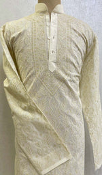 Load image into Gallery viewer, Men&#39;s Lucknowi Handcrafted Cotton Chikankari Kurta - HONC0123616
