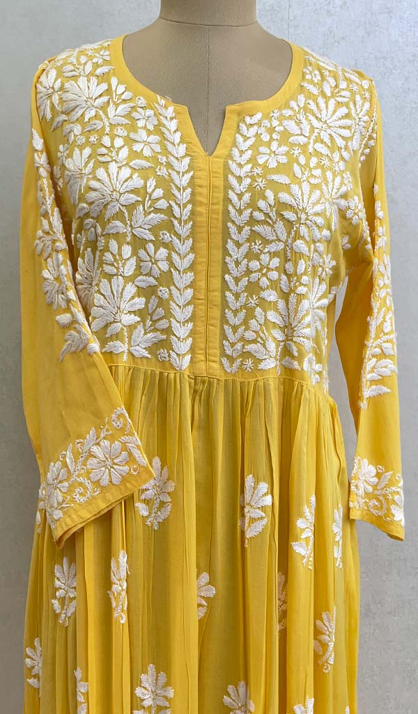 Women's Lucknowi Handcrafted Modal Cotton Chikankari Dress - HONC0121442