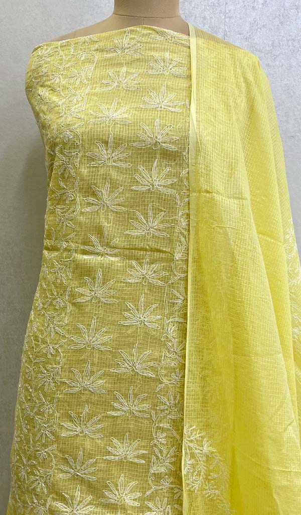 Women's Lakhnavi Handcrafted Kota Cotton Chikankari  Kurta  And Dupatta Set- HONC0119306