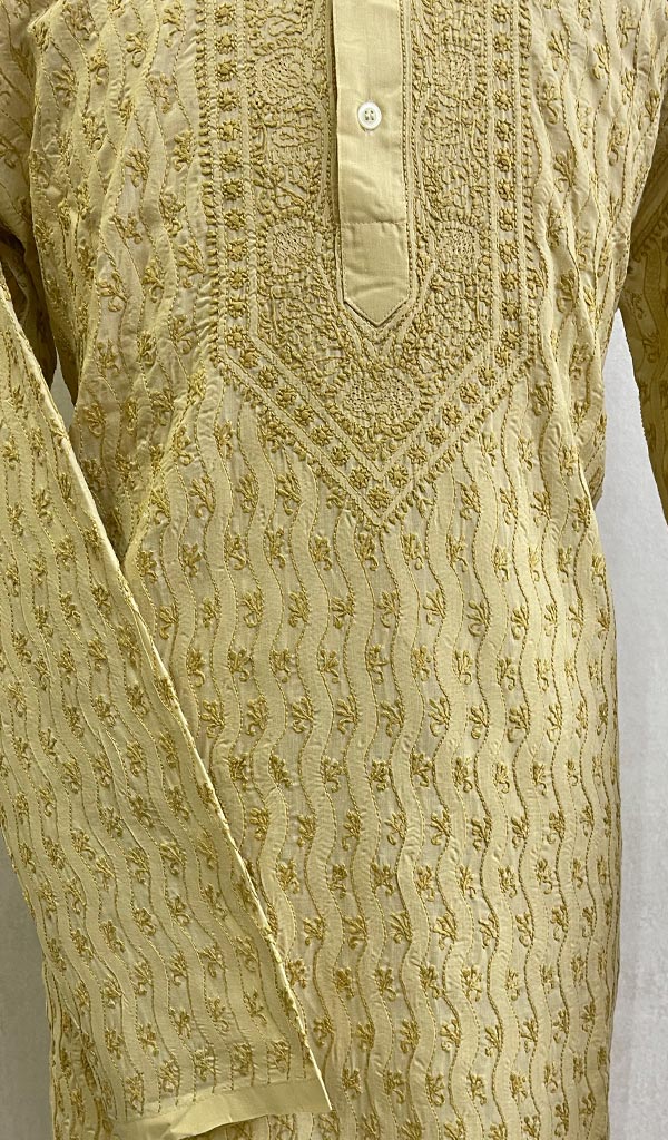 Men's Lucknowi Handcrafted Cotton Chikankari Kurta -HONC0123548