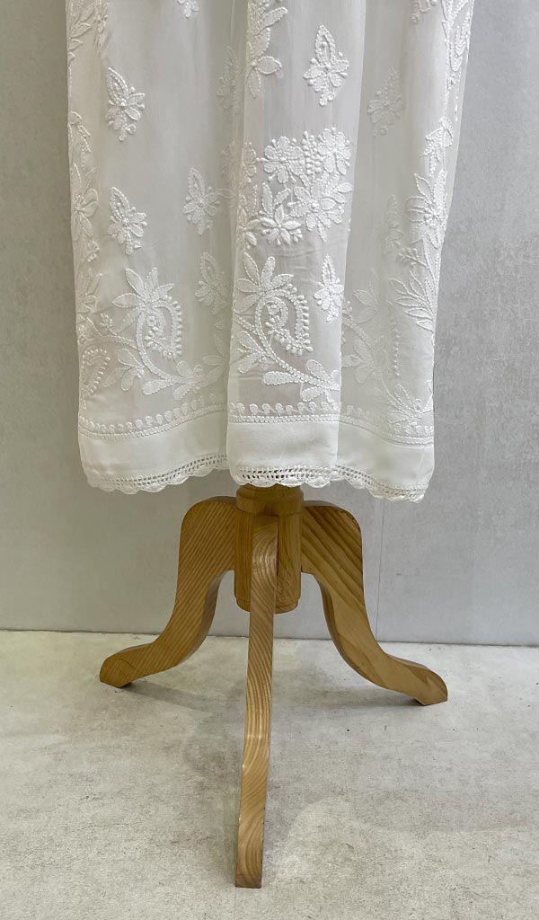 Lakhnavi 手工粘胶乔其纱 Chikankari 礼服 - HONC093560