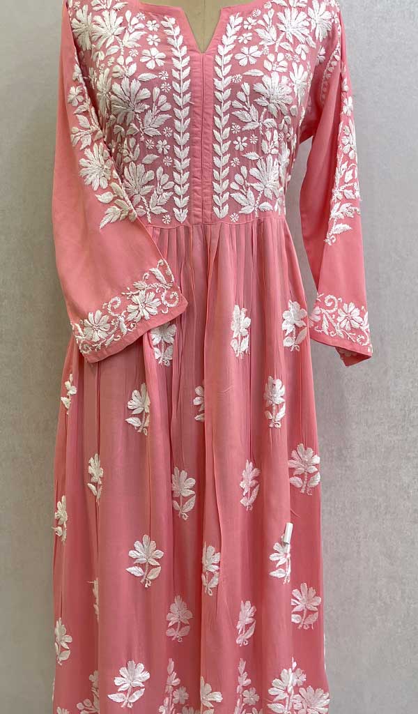 Women's Lucknowi Handcrafted Modal Cotton Chikankari Dress - HONC0121459