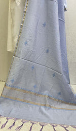 将图像加载到图库查看器中， Lakhnavi 手工制作 Chanderi 丝绸 Chikankari Dupatta - Honc0124425
