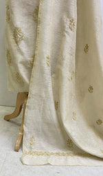 将图像加载到图库查看器中， Lakhnavi 手工纸巾 Chanderi 丝绸 Chikankari Kurta Dupatta 套装 - Honc0119231