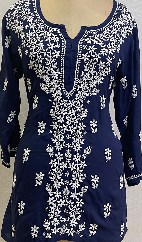 Lakhnavi 手工莫代尔棉 Chikankari 上衣 - HHONC0136481