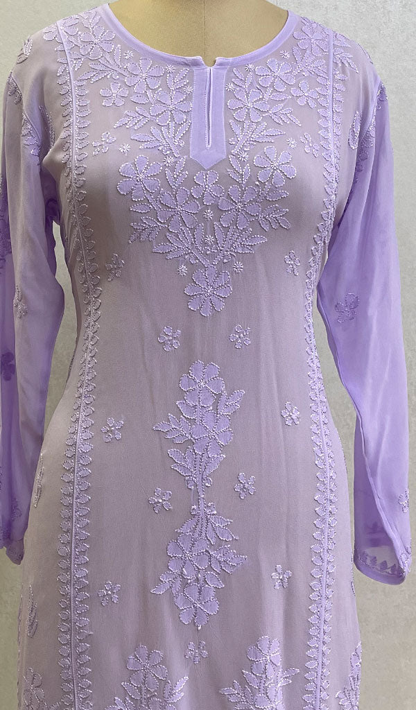 Lucknowi 手工粘胶乔其纱 Chikankari 上衣 - HONC0133200