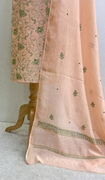 Load image into Gallery viewer, Women&#39;s Lakhnavi Handcrafted Mul Chanderi Chikankari Kurta  And Dupatta Set- Honc0124468