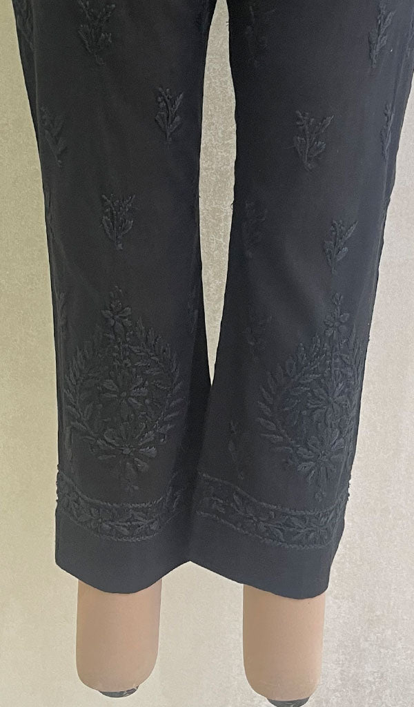 Lucknowi 手工制作亚麻棉 Chikankari 裤子 - HONC0137024 