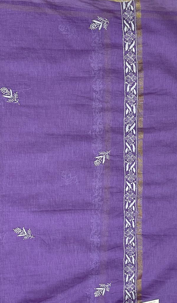 Women's Lakhnavi Handcrafted Chanderi Silk Chikankari Dupatta - Honc0108746