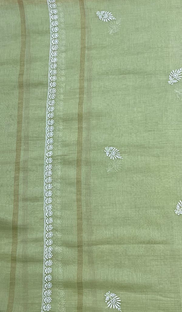 Women's Lakhnavi Handcrafted Chanderi Silk Chikankari Dupatta - Honc0108727
