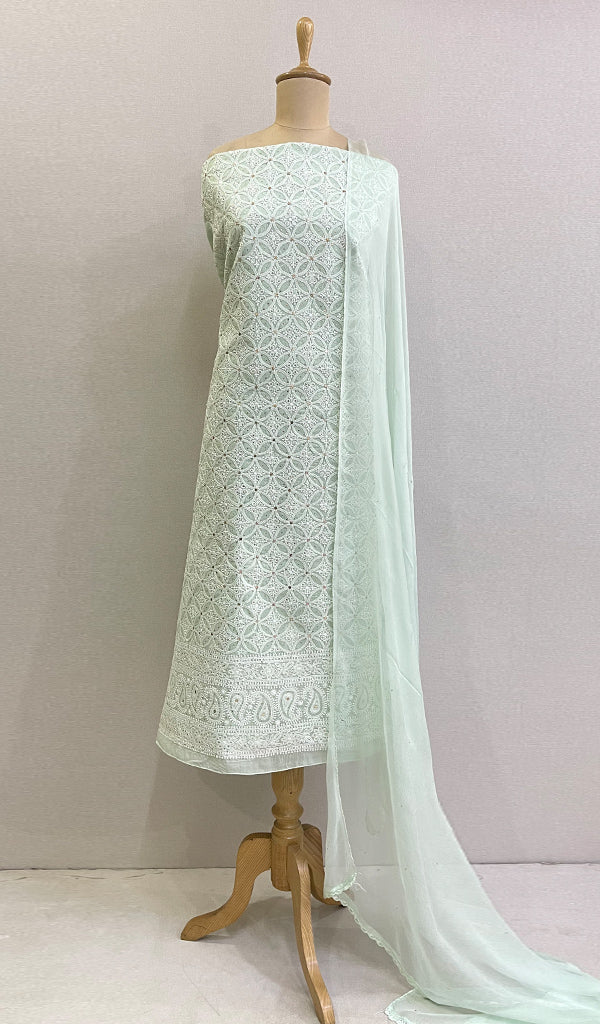 Women's Lakhnavi Handcrafted Cotton Chikankari Suit Material-HONC0197789