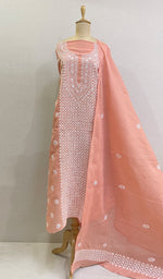 将图像加载到图库查看器中， Chavi Women&#39;s Lakhnavi Handcrafted Cotton Chikankari Kurta And Dupatta Set- HONC0212217
