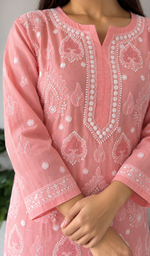 Women's Lucknowi Handcrafted Cotton Chikankari Kurti- HONC0392404