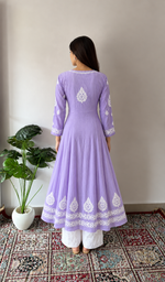 Women's Lucknowi Handcrafted Modal Cotton Chikankari Dress - HONC0231001