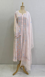 将图像加载到图库查看器中， Women&#39;s Lakhnavi Handcrafted Mul Chanderi Semi - Stitched Kurta And Dupatta Set - HONC0215481
