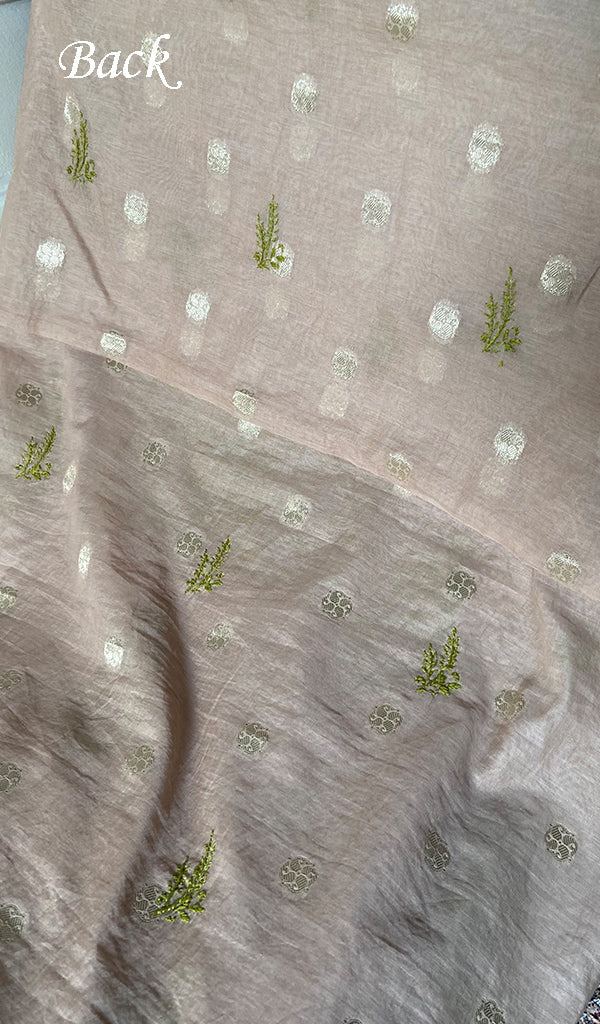 Lakhnavi Handcrafted Chanderi Silk Chikankari Full Suit Material - HONC0321898