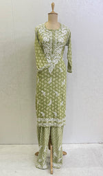 将图像加载到图库查看器中， Women&#39;s Lakhnavi Handcrafted Modal Cotton Chikankari Kurta And Palazzo Set - HONC0153856
