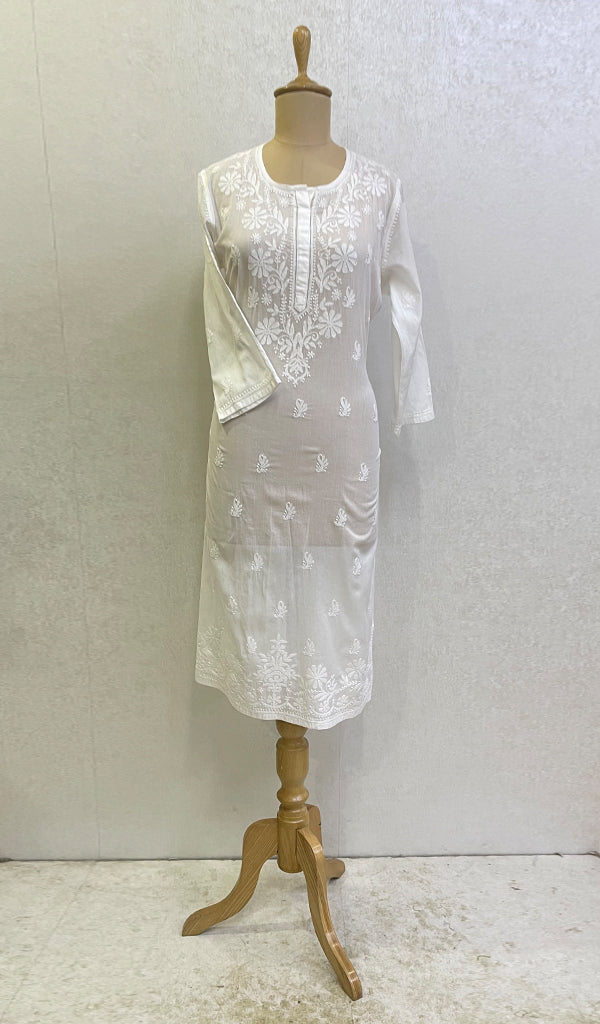 Women's Lucknowi Handcrafted Mul Cotton Chikankari Kurti- HONC0154921