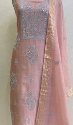 Load image into Gallery viewer, Women&#39;s Lakhnavi Handcrafted Chanderi Silk Chikankari Full Suit Material - HONC0126268