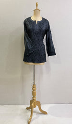 Load image into Gallery viewer, Women&#39;s Lakhnavi Handcrafted Silk Chikankari Top - HONC0176265
