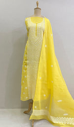 Load image into Gallery viewer, Chavi Women&#39;s Lakhnavi Handcrafted Cotton Chikankari Kurta And Dupatta Set- HONC0212207
