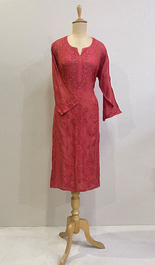 Women's Lucknowi Handcrafted Muslin Chikankari Kurti - HONC0185493