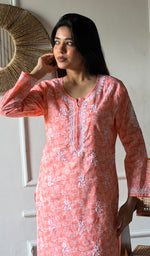 Load image into Gallery viewer, Women's Lucknowi Handcrafted Cotton Chikankari Kurti - HONC0350558