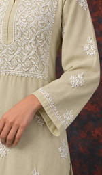 Gulnaaz Women's Lucknowi Handcrafted Mul Cotton Chikankari Kurti - HONC0161269