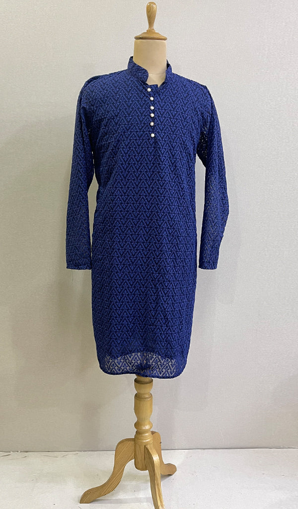 Men's Faux-Georgette Hakoba Kurta - HONC0186483