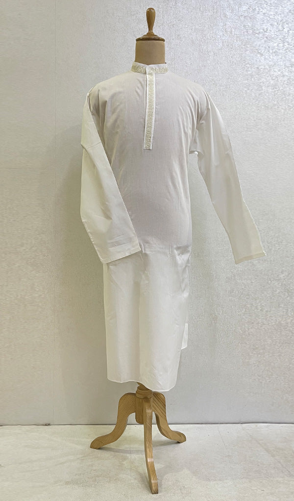 Men's Lucknowi Handcrafted Cotton Chikankari Kurta - HONC096279