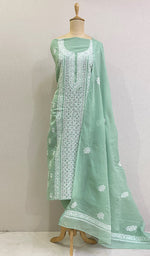 将图像加载到图库查看器中， Chavi Women&#39;s Lakhnavi Handcrafted Cotton Chikankari Kurta And Dupatta Set- HONC0212212
