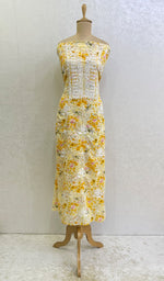 Load image into Gallery viewer, Women&#39;s Lucknowi Handcrafted Mul Cotton Chikankari Unstitched Kurti Fabric- HONC0157701
