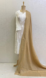 将图像加载到图库查看器中， Lucknowi 手工制作 Pashmina Chikankari 披肩 - Honc0103837

