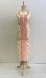 将图像加载到图库查看器中， Lakhnavi 手工制作的欧根纱 Chikankari 未缝合 Kurti 面料 - Honc0692220
