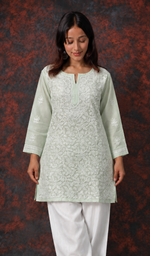 Women's Lakhnavi Handcrafted Cotton Chikankari Top - HONC0392432