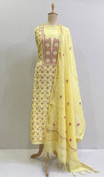 Load image into Gallery viewer, Women&#39;s Lakhnavi Handcrafted Maheshwari  Mul Chanderi Kurta And Dupatta Set - HONC0172456
