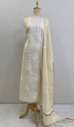 将图像加载到图库查看器中， Women&#39;s Lakhnavi Handcrafted Munga Silk Chikankari Kurta And Dupatta Set - HONC0199288
