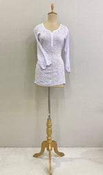 将图像加载到图库查看器中， Women&#39;s Lucknowi Handcrafted Viscose Georgette Chikankari Top - HONC0194354
