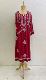 Load image into Gallery viewer, Women&#39;s Lucknowi Handcrafted Modal Cotton Chikankari Gown - HONC0122092