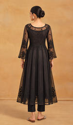 Aadab Women's Lucknowi Handcrafted Faux-Georgette Chikankari Anarkali Dress - HONC038952