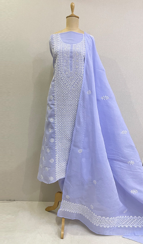 Chavi Women's Lakhnavi Handcrafted Cotton Chikankari Kurta And Dupatta Set - HONC0212214