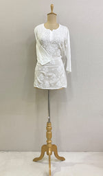 Load image into Gallery viewer, Women&#39;s Lucknowi Handcrafted  Muslin  Chikankari Top - HONC0218495
