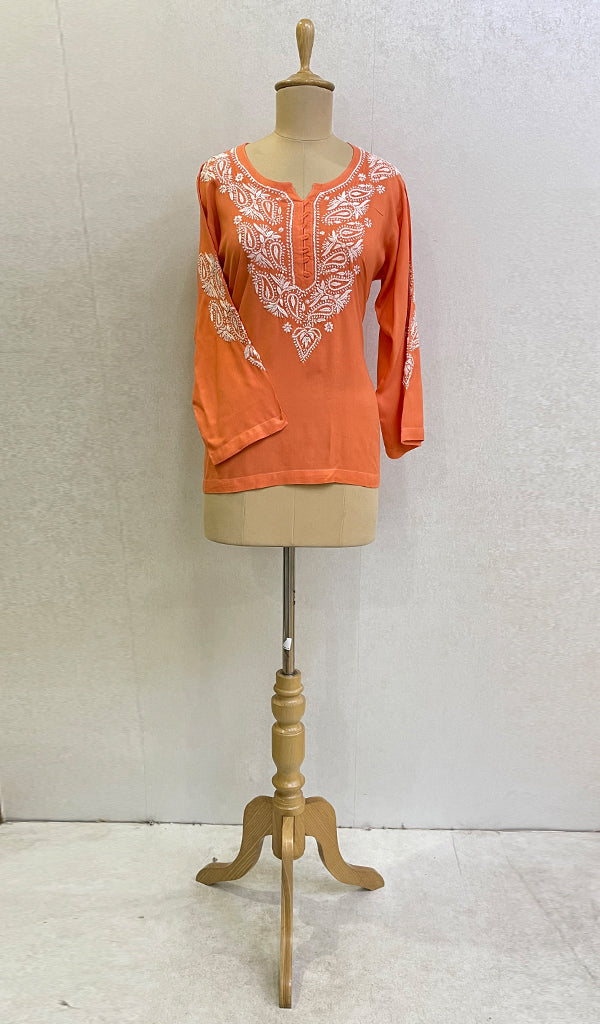 Women's Lucknowi Handcrafted Modal Cotton Chikankari Top - HONC0148503