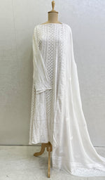 Load image into Gallery viewer, Women&#39;s Lucknowi Handcrafted Pure Georgette Chikankari Anarkali Dupatta Set- HONC0116666
