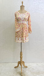 将图像加载到图库查看器中， Rehnuma Women&#39;s Lakhnavi Handcrafted Printed Mulmul Cotton Chikankari Top - HONC0162237
