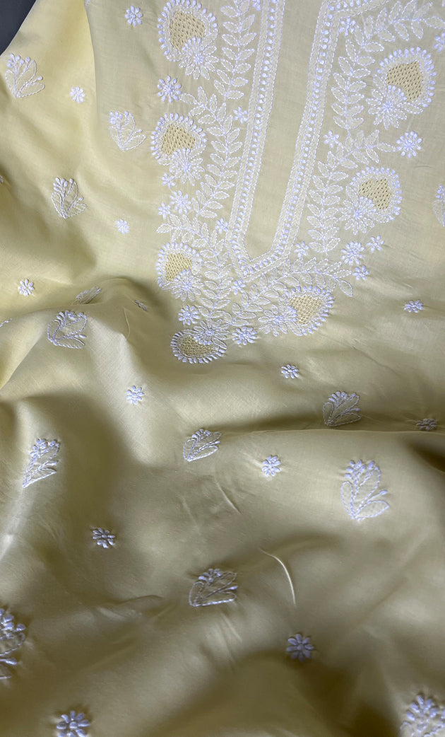 Women's Lakhnavi Handcrafted Unstitched Cotton Chikankari Suit Material - HONC0310531