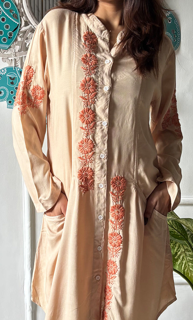 Women's Lakhnavi Handcrafted Modal Cotton Chikankari Top - HONC0315222