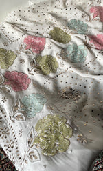 Load image into Gallery viewer, Women's Lucknowi Handcrafted Viscose Georgette Semi - Stitched Chikankari Kurta and Dupatta Set- HONC0312913