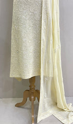 将图像加载到图库查看器中， Women&#39;s Lakhnavi Handcrafted Pure Silk Georgette Chikankari Suit Material - HONC0146032
